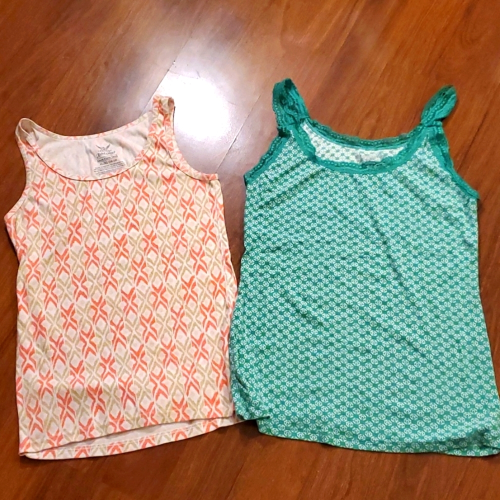 Bundle of 2 Faded Glory Orange/Tan Tank Top & Old Navy Green Cami - Size XL